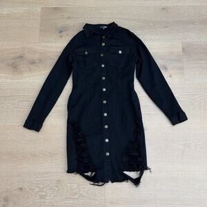 FashionNova Mini Dress Distressed D Stressing Over Nothing Size M Black